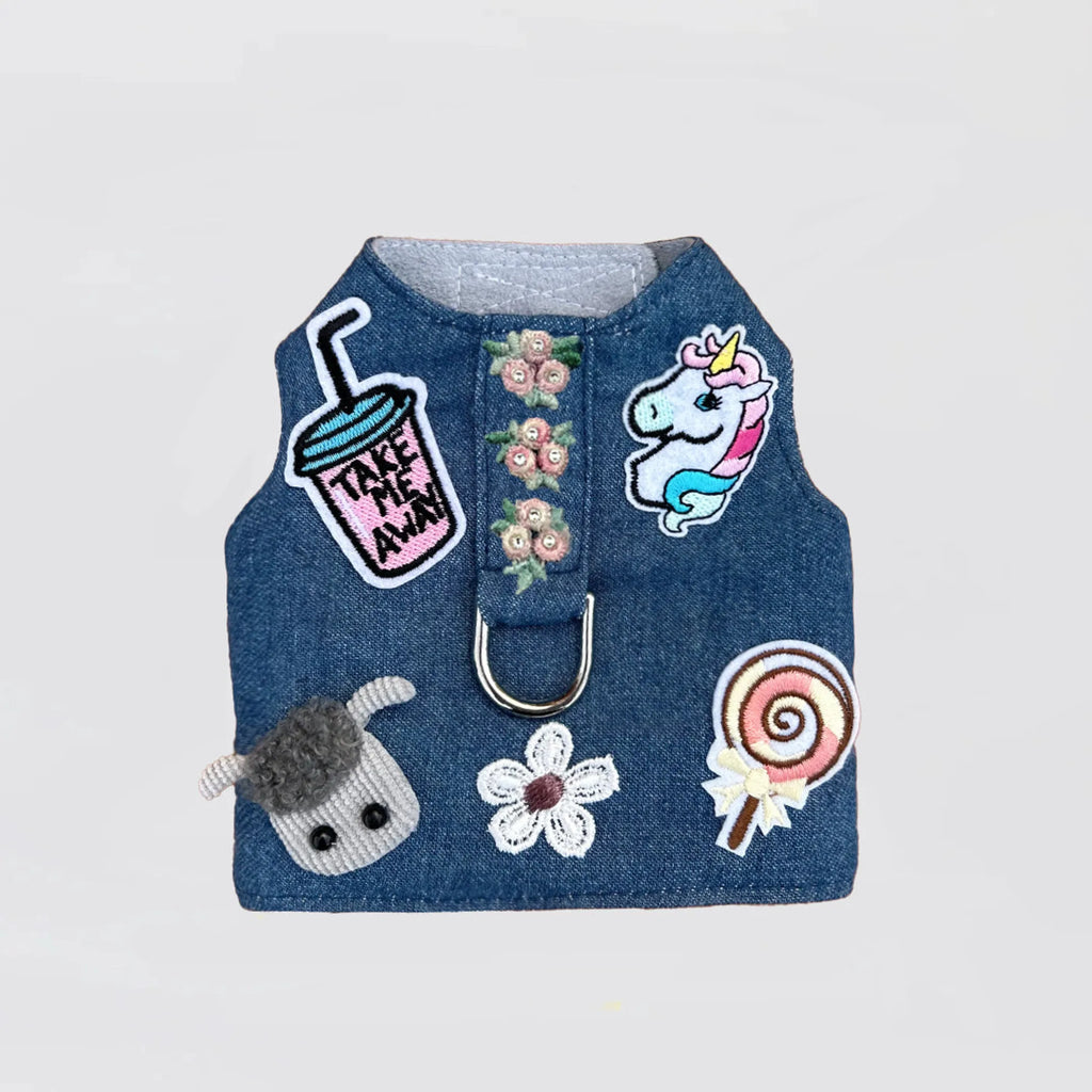 Wildflower Denim Dog Harness